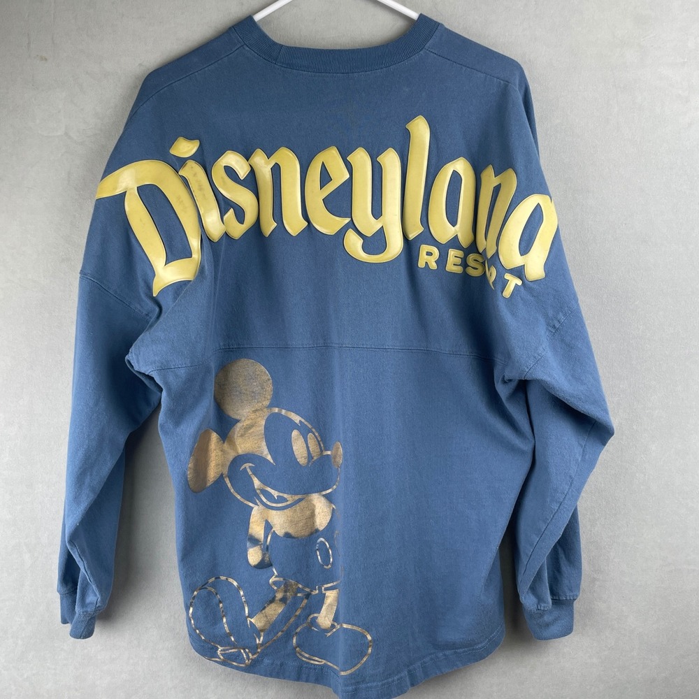 Disneyland Resort Spirit‎ Jersey Long Sleeve Shirt Mickey Mouse Gold Blue Mens S